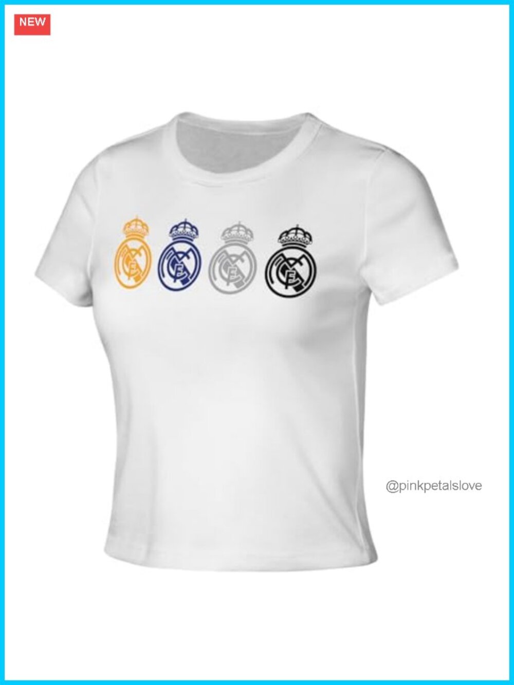 Real Madrid Soccer Baby Tee Cropped Cotton Poly Rib Women's S-XL
